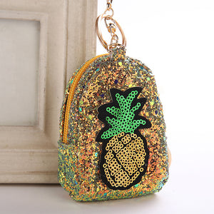 Pineapple Glitter Sequins Mini Purse Keychain