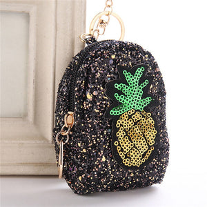 Pineapple Glitter Sequins Mini Purse Keychain