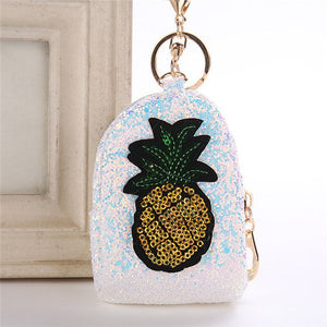 Pineapple Glitter Sequins Mini Purse Keychain