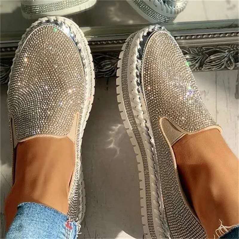 Women Flat Glitter Sneakers Casual