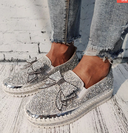 Women Vulcanize Shoes Sneakers Bling Shoes Girl Flat Glitter Sneakers