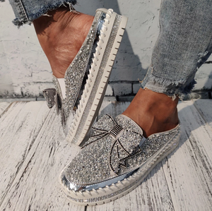 Women Vulcanize Shoes Sneakers Bling Shoes Girl Flat Glitter Sneakers