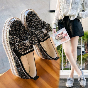 Women Vulcanize Shoes Sneakers Bling Shoes Girl Flat Glitter Sneakers