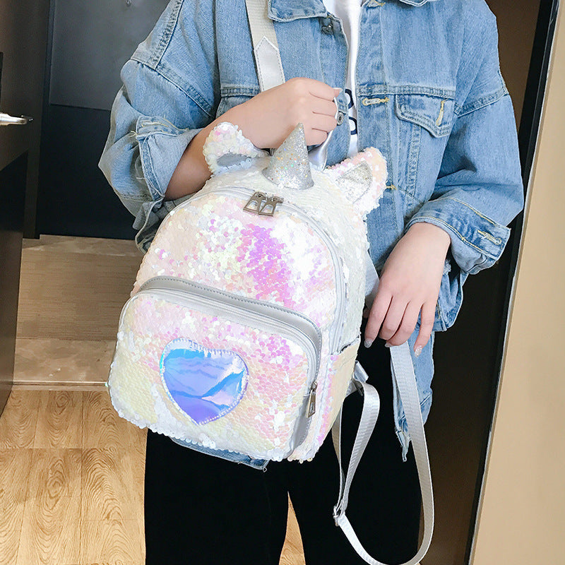 glitter unicorn mini backpack Glitter Sequins Small Unicorn Backpack – glitterisfun.com