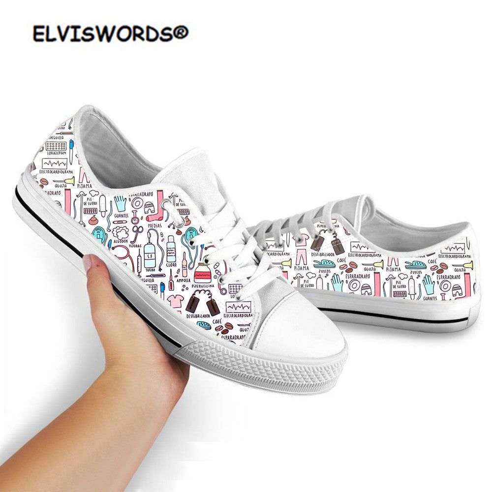 ELVISWORDS Sneakers Women Low Top Casual Canvas