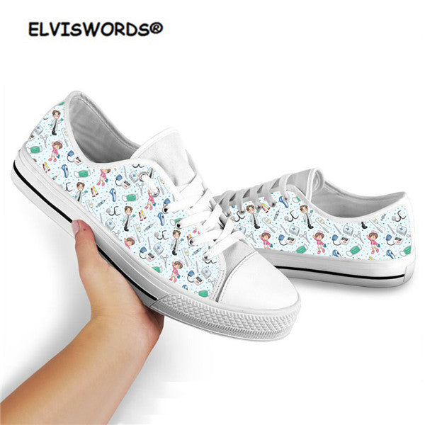 ELVISWORDS Sneakers Women Low Top Casual Canvas